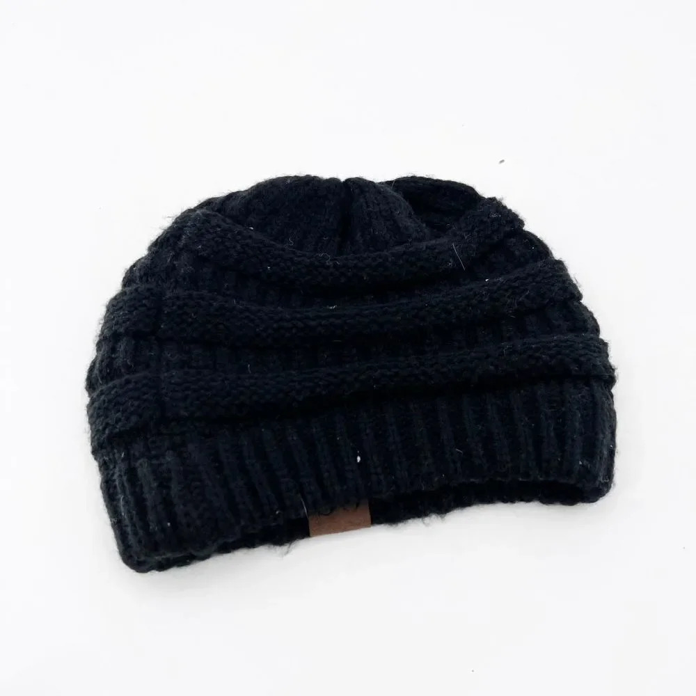 C.C. Women's Black Knit Basic Beanie